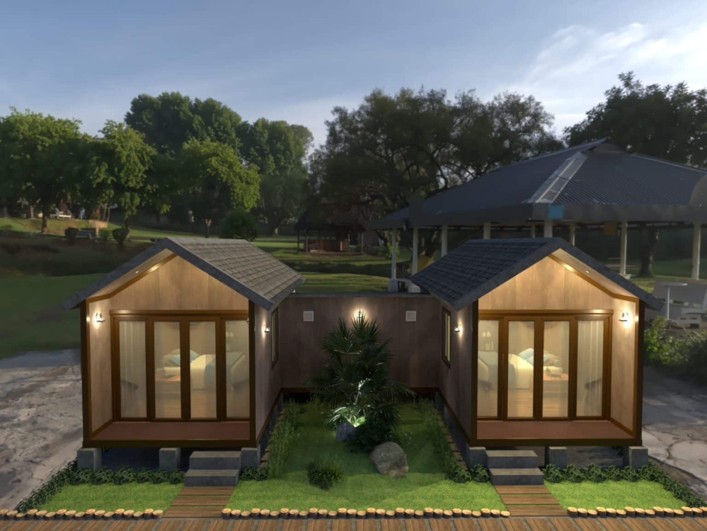 Nhà homestay lắp ghép 42m2 GFRC – Căn đôi